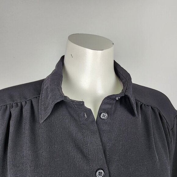 Have Black Pleated Button Up Long Sleeves Top Size L - Picture 2 of 9